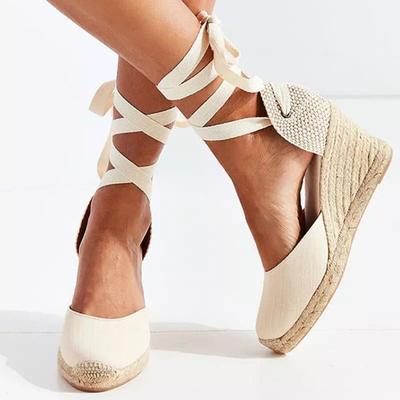 Women's Espadrille Ankle Strap Sandals Comfortable Slippers Ladies Womens Casual Shoes Canvas Pumps