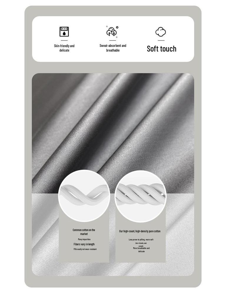 50s Double-Strand Xinjiang Long-Staple Cotton Sateen Solid Color Luxury Bedding Set (4-Piece)
