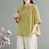 Plus Size M-3XL Women T-shirt Summer Short-sleeved Blouse O Neck Loose Fashion Vintage Embroidered National Style  Female Tops
