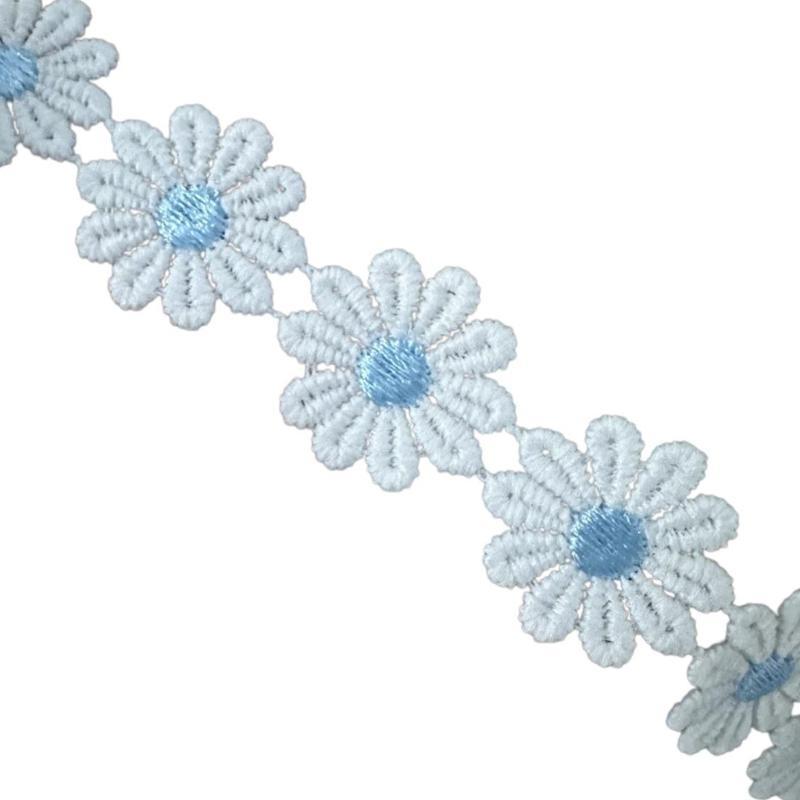 652F Flower Lace Ribbon 1 Yard 25mm Wide Embroidered Lace Trim Sewing Ribbon for Wedding Dress Clothing Embellishment