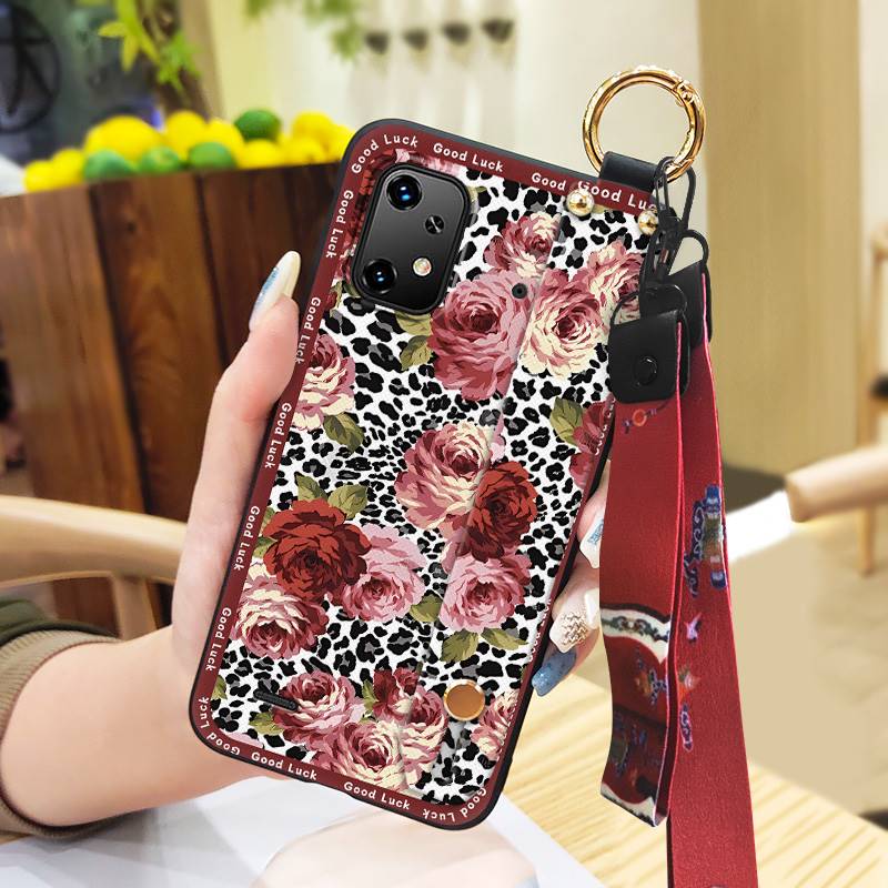 Back Cover Wristband Phone Case For UMIDIGI Bison X20 Shockproof Protective Lanyard Ring Kickstand Anti-dust Silicone