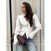 French Style Palace Style Wooden Ear Satin Shirts Temperament Inner Wear Lace Top Fashion Satin Shirt
