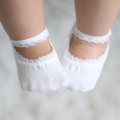 1 Pair Girl Socks Solid Color Breathable Elastic Baby Girl Lace Crew Socks