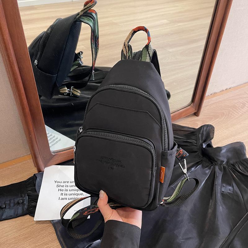 

Женская нагрудная сумка двойного назначения, большая вместительная сумка-мессенджер, новый универсальный модный одноплечевой популярный маленький рюкзак для выхода чёрный