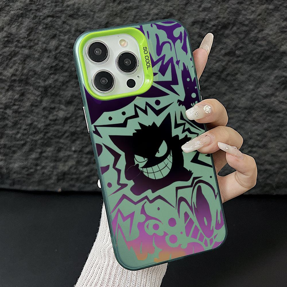

Cute Monster Gengars Phone Case for iPhone 17 Air 16 16e 15 14 Plus 13 12 11 Pro Max X Xs XR 8 Colorful Silver Hard Cover iPhone 11