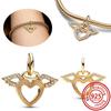 925 Copper Two-tone Stepmom Entwined Hearts Monstera Leaf Glow-in-the-dark Firefly Charm Beads Fit Pantaro Bracelet DIY Zircon