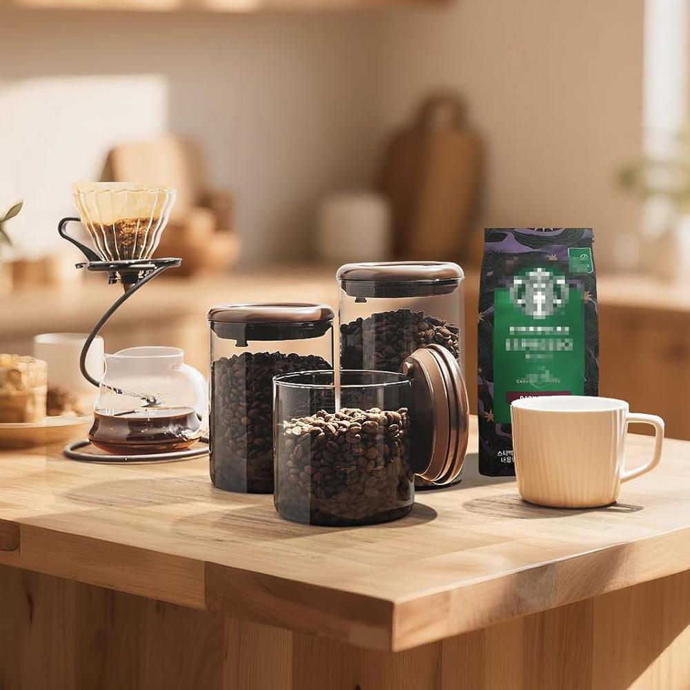 Coffee Beans Vacuum Sealed Tank Household Anti-UV Glass Food Storage Tank For Moisture-proof Air Extraction Tea Storage Tank