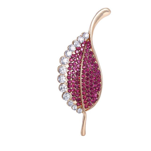 Statement Leaf Rhinestone Brooch Luxury Gold Color Plated Suit Sweater Cardigan Jacket Accessories Crystal Brooch