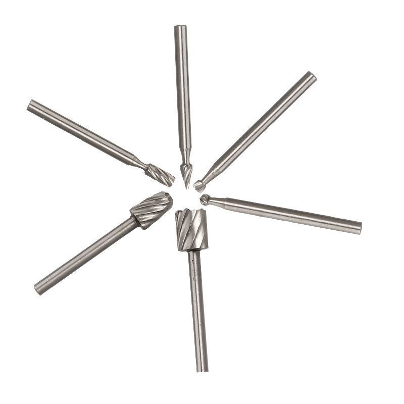 6PCS 3.17mm Shank Rotary Files Set Carbide Wood Carving Bits for Electric Engraving Tool