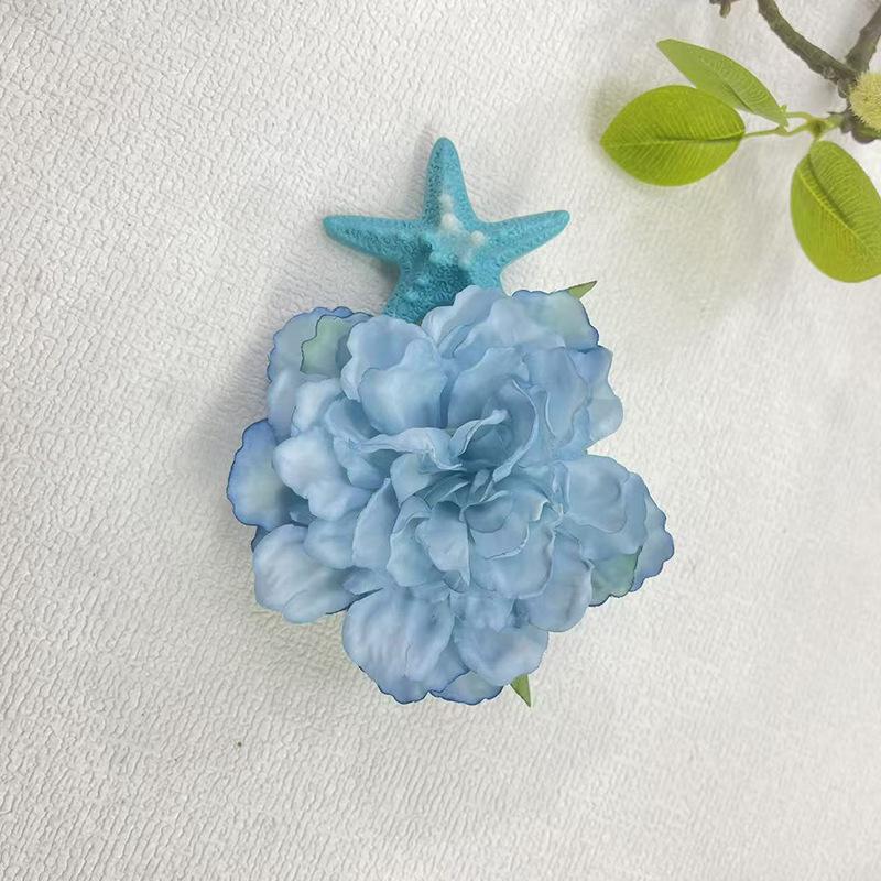 

Flower Hair Clip Women Summer Side Vacation Style Headwear Starfish Beach Photo Blue