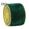 Wide Ribbon for Wreaths Velvet Christmas Ribbon, 2.5 x 78 Inch Wired with Gold Edges Red Green Gift Wrapping, Bow Making, DIY Crafts, Garland, Wreath,