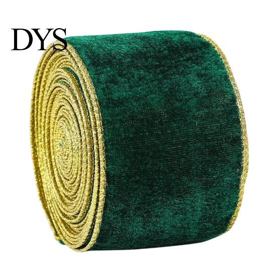 Wide Ribbon for Wreaths Velvet Christmas Ribbon, 2.5 x 78 Inch Wired with Gold Edges Red Green Gift Wrapping, Bow Making, DIY Crafts, Garland, Wreath,