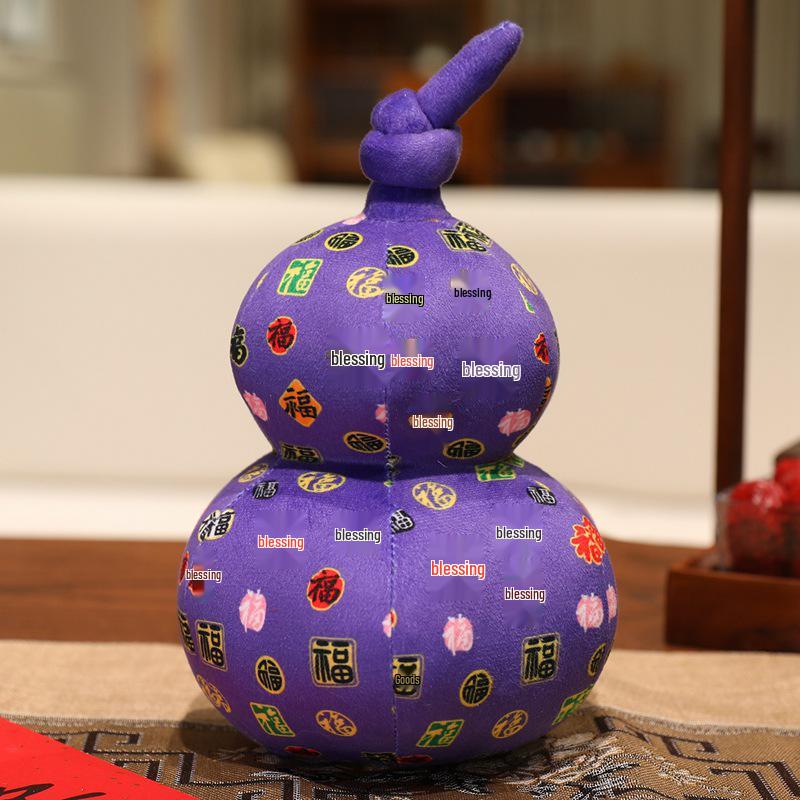 New Year Auspicious Blessing Fu Lu Gourd Plush Doll Ornament Gift 25cm