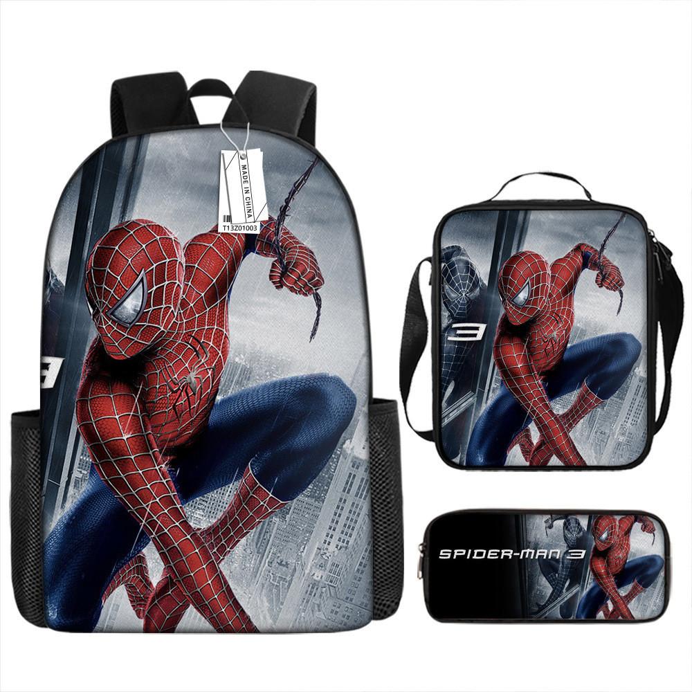 Spiderman School Backpack Set With Oxford Fabric Breathable Waterproof For Kids