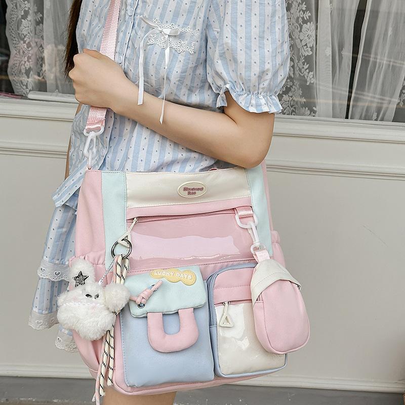 Uczeń Szkoły Podstawowej Harajuku Torba Szkolna Duża Pojemność Blokowanie Kolorów Japońska Uczennica Szkoły Podstawowej Świeży Plecak Kampusowy Torba do Korepetycji