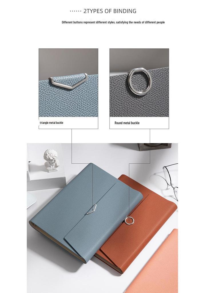 A5 Three-fold Loose-leaf Notebook with Card Slot and Receipt Holder for Office Meetings