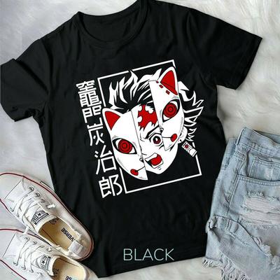 Maschera di Volpe di Demon Slayer Tanjiro Kamado Kimetsu No Yaiba nuova T-Shirt Unisex