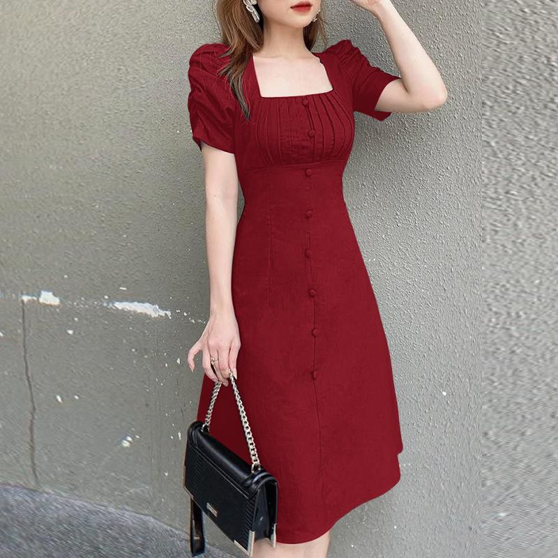 

ZANZEA Женское повседневное летнее платье с квадратным воротником и коротким рукавом 2XL