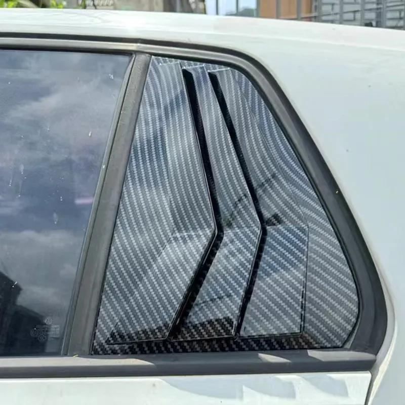 For VW Golf MK7 MK7.5 2013- Car Rear Louver Window Side Shutter Cover Trim Sticker Vent Scoop ABS Carbon Fiber Black Parts