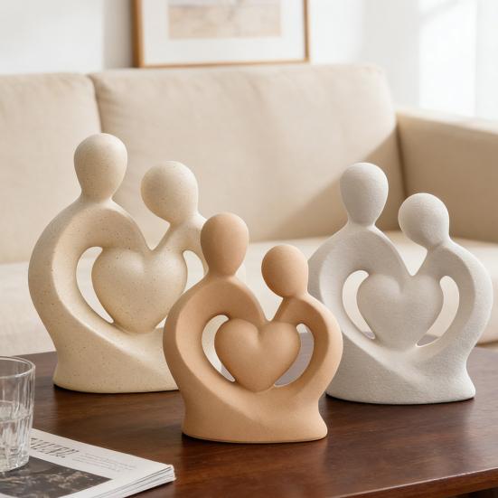 Keramik Paar Statue Umarmendes Paar Figur Romantische Liebende Skulptur für Hochzeitstag Valentinstag TV-Ständer Regal Deko