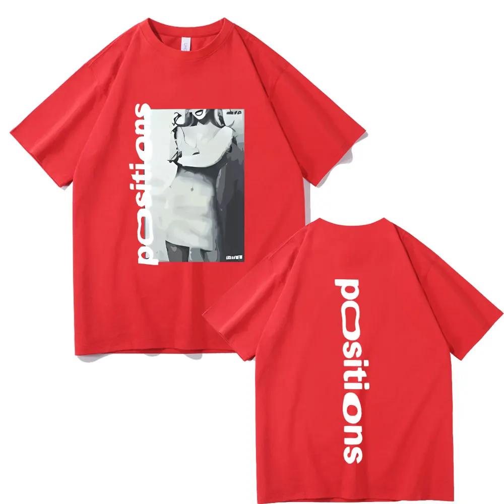 Letní pánské tričko s potiskem alba Ariana Grande positions, ležérní, 100% bavlna, trendy oblečení s krátkým rukávem