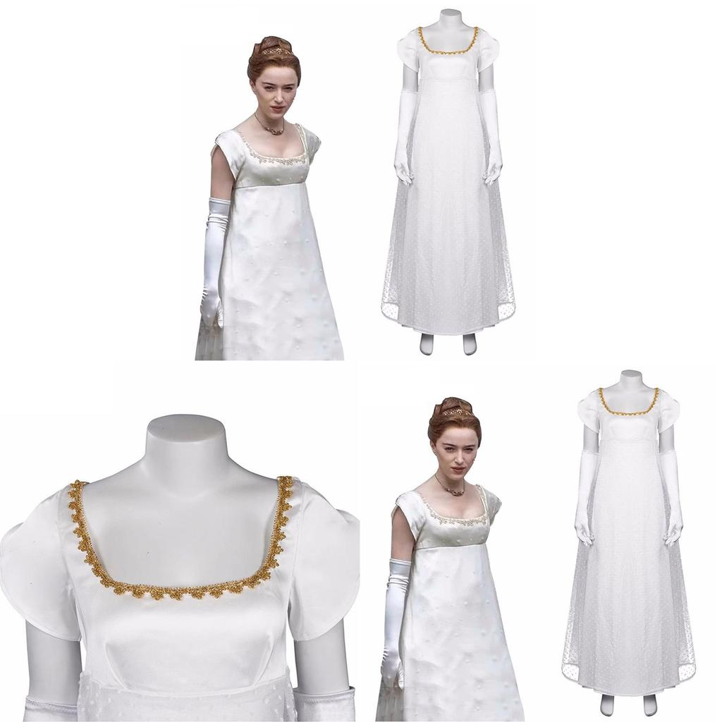 Bridgerton Season Vintage Dress With High Waist Victorian Tea Gown For Halloween Cosplay