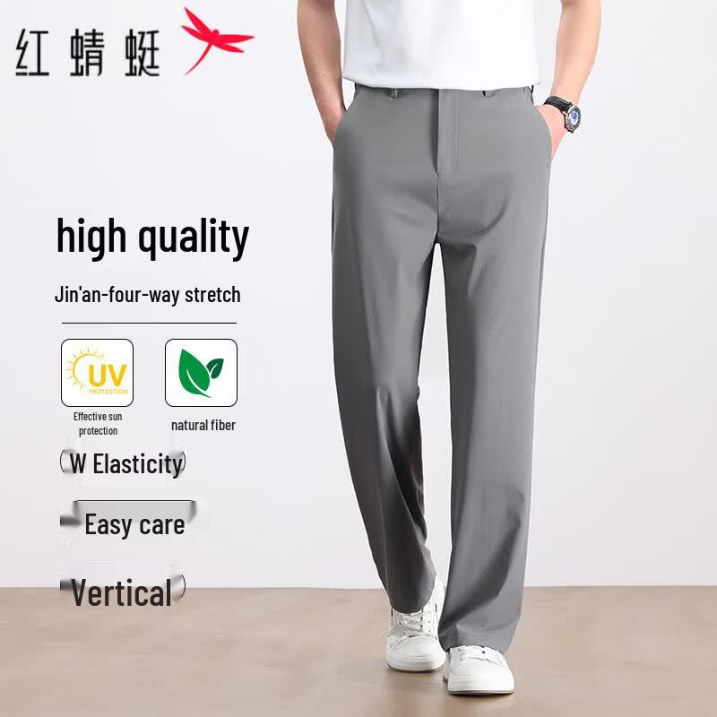 RED DRAGONFLY Men s Ice Silk Straight Business Casual Pants 34