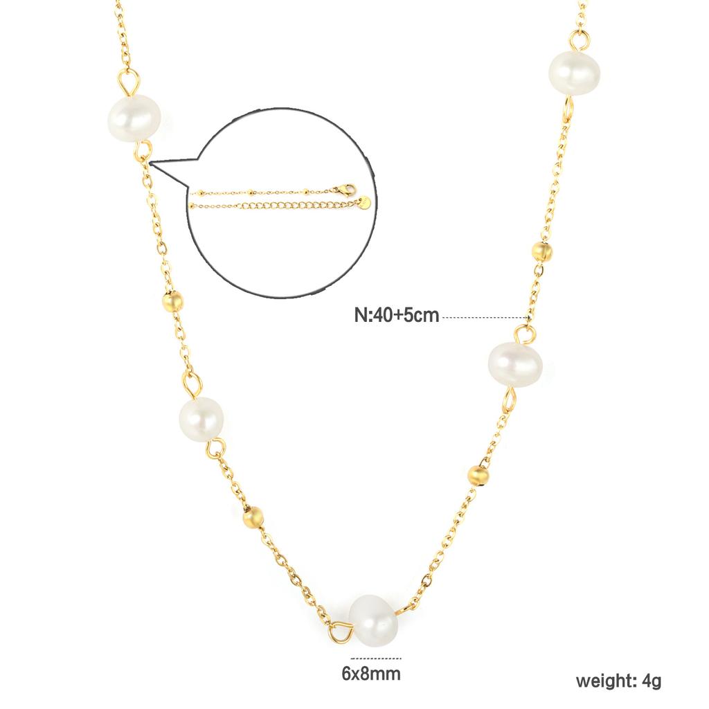 Women's Fashion Geometric Jewelry Light Luxury Multiple Styles Stainless Steel Pearl Pendant Choker Necklace