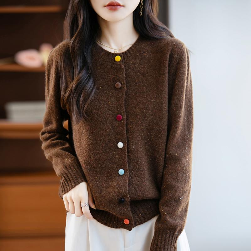 QingHe Cashmere Women's 30% Cashmere Cardigan - Soft & Warm Wool Blend Sweater