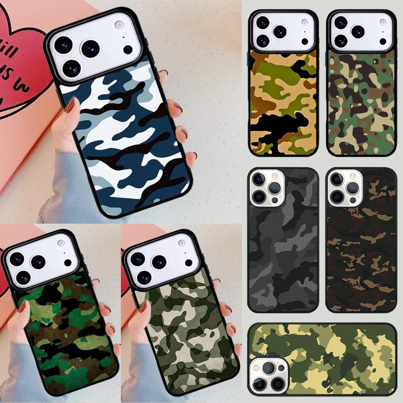Camo Camouflage Print Phone Case For iPhone 17 Air 14 15 13 12 Max Cover For Apple 14 15 16 16e 11 Pro Max Plus Coque