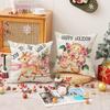 Pink Christmas Pillow Set, Linen Print Car Cushion, Holiday Atmosphere Arrangement Sofa Cushion