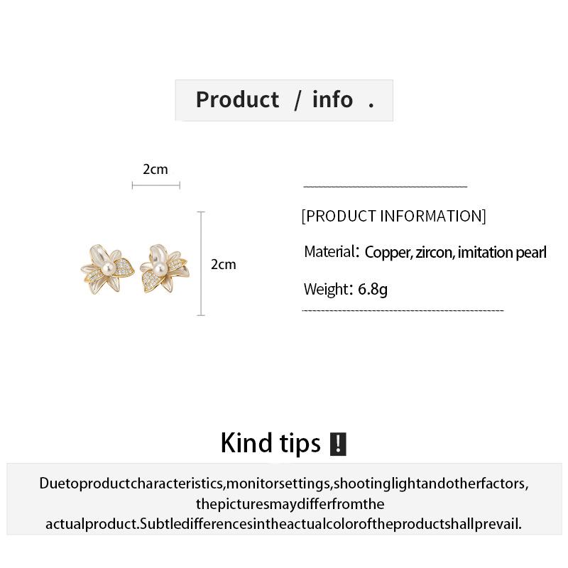 French Retro Silver Zircon Flower Stud Earrings with High-End Ethnic Style
