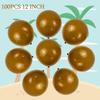 110Pcs Coconut Balloons Set Palm Tree Leaves Balloons 10Pcs Coconut Tree Leaves Foil Balloon 100Pcs 12inch Brown Latex Balloons for Hawaii Luau Beach
