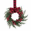 10 Inch Small Christmas Kitchen Cabinet Wreaths with Bow Ribbon Greenery Christmas Wreaths for Window Door Chair Fireplace Table