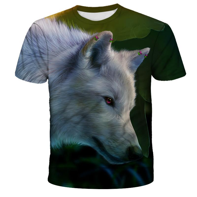 Summer 3D Digital Printed T-shirt Men's Casual Wolf Pattern Loose and Trendy Casual Round Neck Short Sleeved Top T-Shirts Men’s