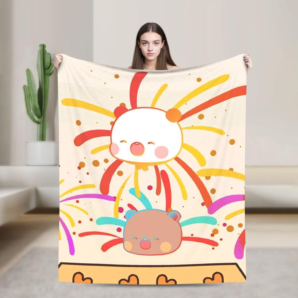 Cartoon Bubu Dudu Blankets Fleece Summer Bear Cute Portable Soft Throw Blanket for Sofa Couch Plush Thin Quilt