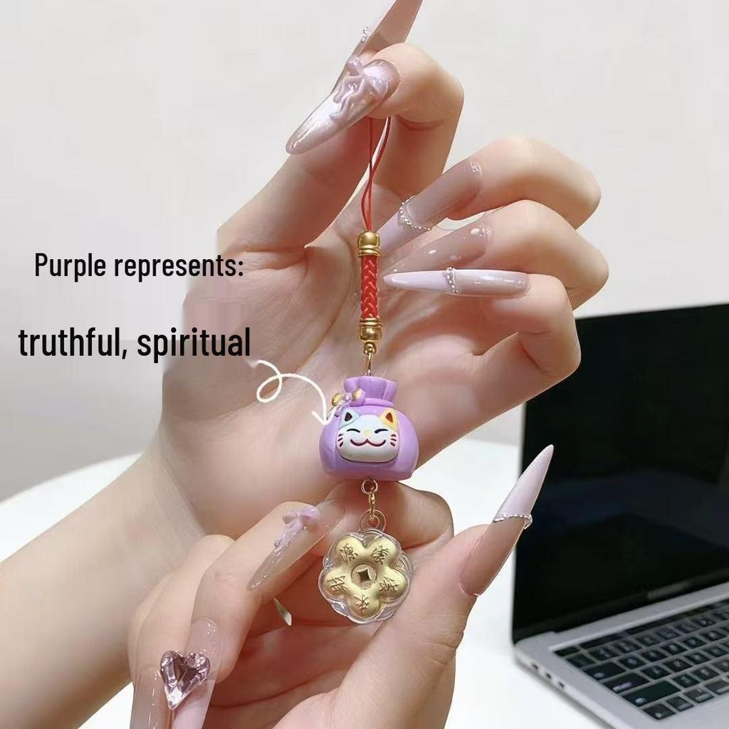 999 Pure Gold Maneki Neko Charm – Invite Wealth: Chinese Style Keychain & Phone Accessory