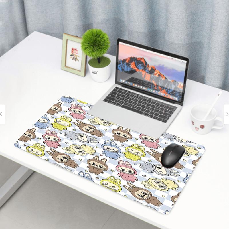 Labubu Print Mouse Pad, Anti‑Slip Desktop keyboard Mat, for PC Laptop Gaming Working Daily Use, Cool Festival Surprise Gift
