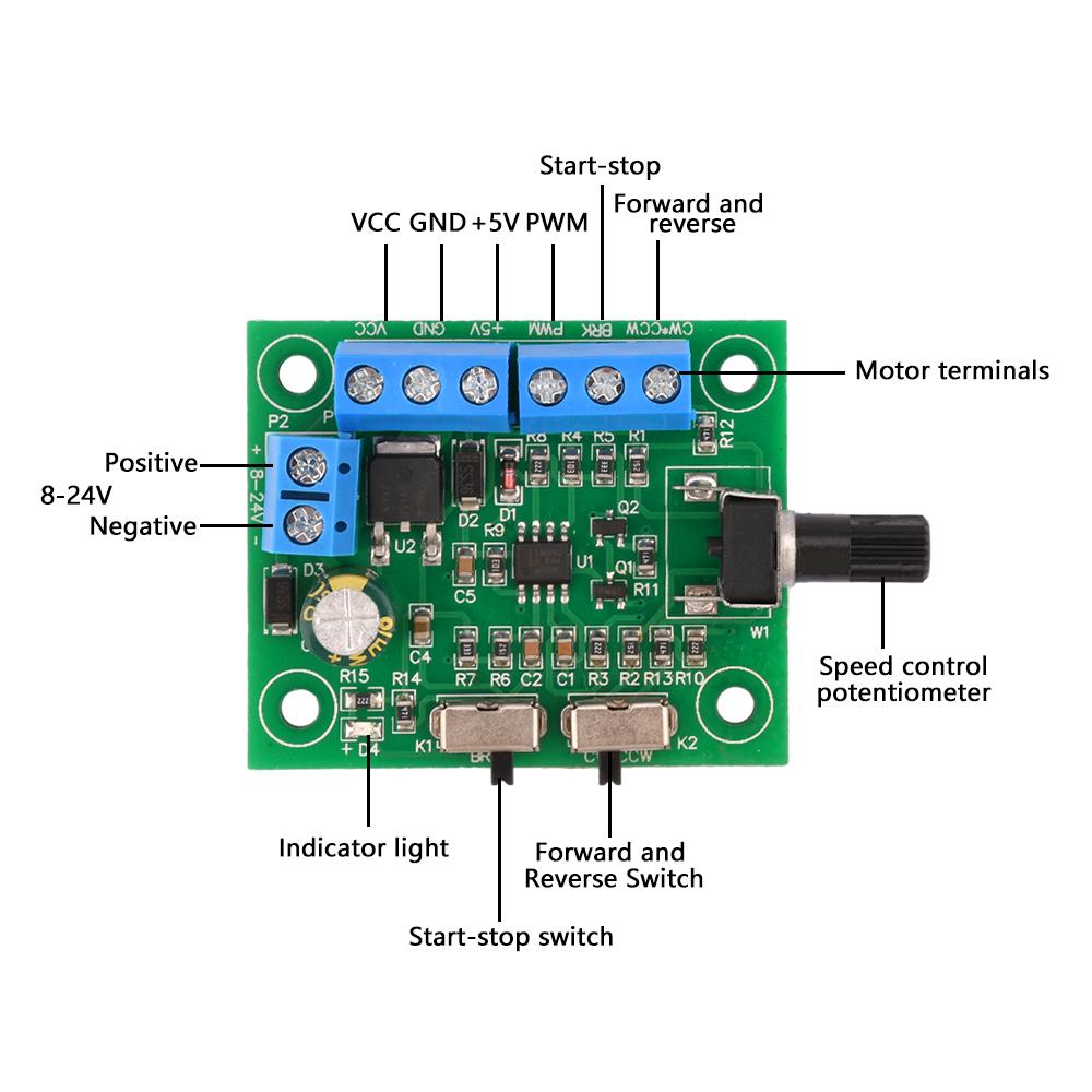 18KHz  DC8-24V Brushless DC Motor Speed Controller Driver PWM Controller Driver Board Regulator Forward Backward  Electroinc Kit