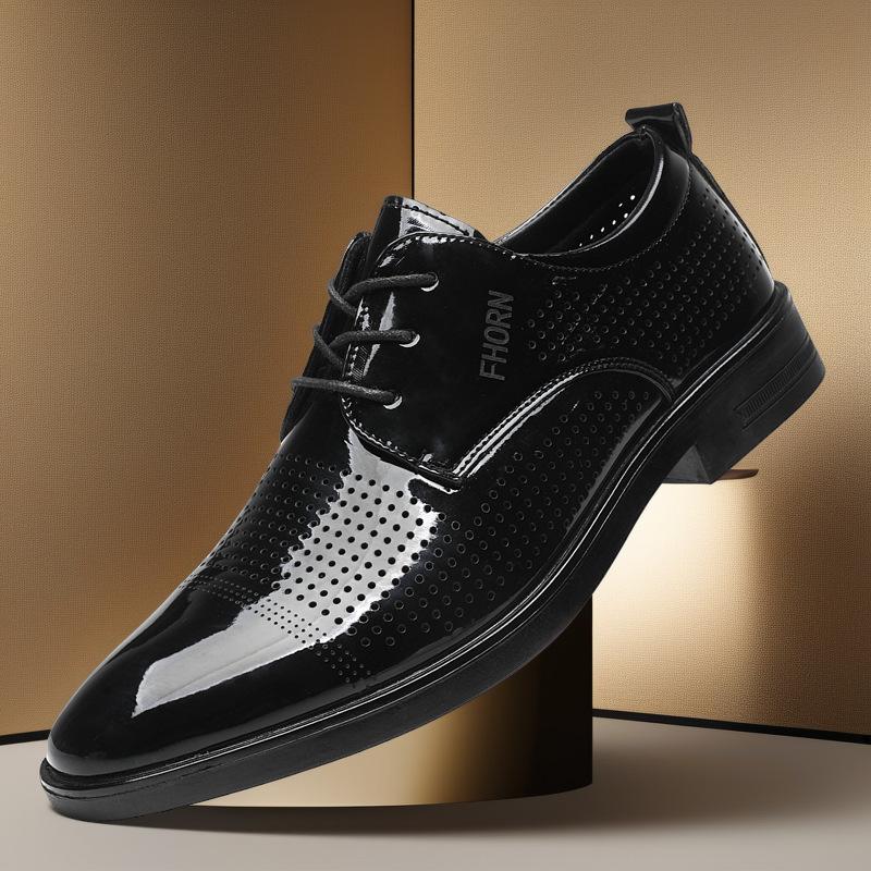 

Летние мужские сандалии из сетки, перфорированные деловые кожаные туфли, дышащие туфли с отверстиями, обувь для мужчин среднего возраста 38