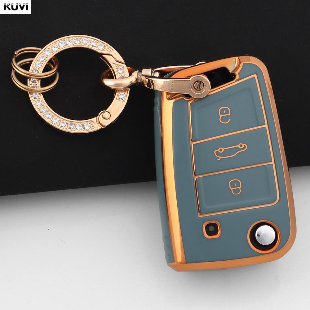 Tpu 3 4 Buttons Car Flip Key Case Cover For Vw Volkswagen Golf 7 Mk7 Tiguan Mk2 For Seat Ateca Leon Fr 2 Ibiza For Skoda Octavia