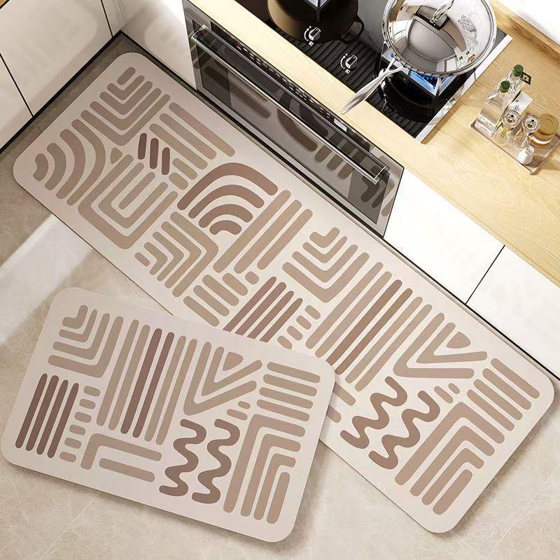 Nordic Diatomaceous Earth Kitchen Mat: Water & Oil Absorbent, Stain-Resistant, Non-Slip, Easy Care.
