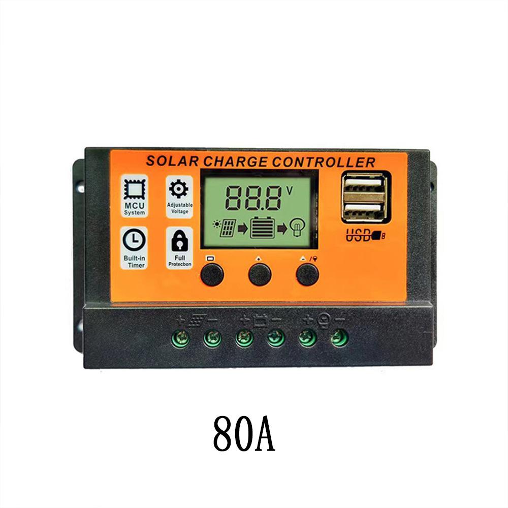 12V/24V 80A 100A solar controller with LED LCD display, solar panel controller, solar panel battery regulator, USB port