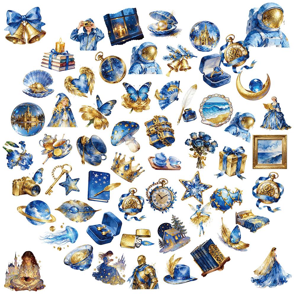 10/30/56pcs Blue Aesthetic Mysterious Stars Cartoon Graffiti Stickers Aesthetic Waterproof DIY Laptop Phone Cute Artsy Sticker