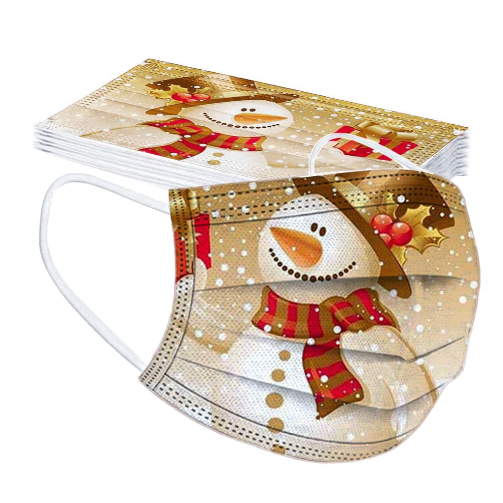 10pc Christmas Print  for  Face Mask Disposable Earloop Mask