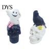 Spooky Atmosphere Props Gothic Halloween Skull Figurine, Ghost/Raven on Statue, Dark Aesthetic Room Decor Resin Tabletop Ornament for Desk,