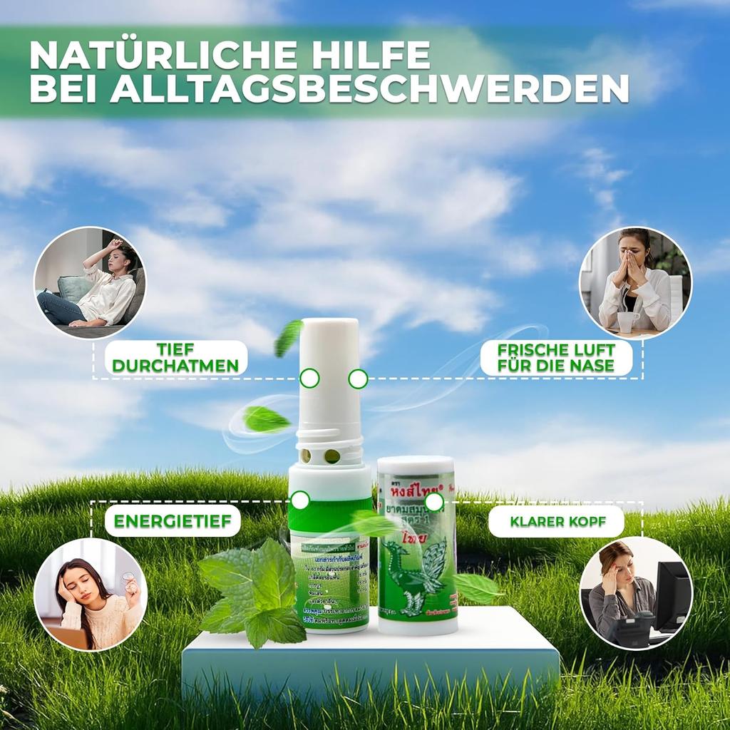 Hong Thai – Set of 3 Nasal Inhalers with Essential Oils – Natural Menthol Aroma – Anti-Congestion Scent Sticks from Thailand