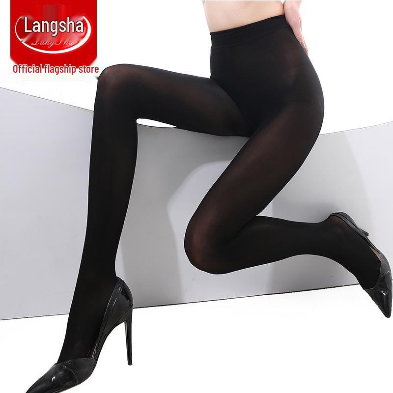 Бархатные колготки Langsha 50D Весна/Осень - Плотные, Стройнящие Базовые Чулки для Женщин One Size чёрный