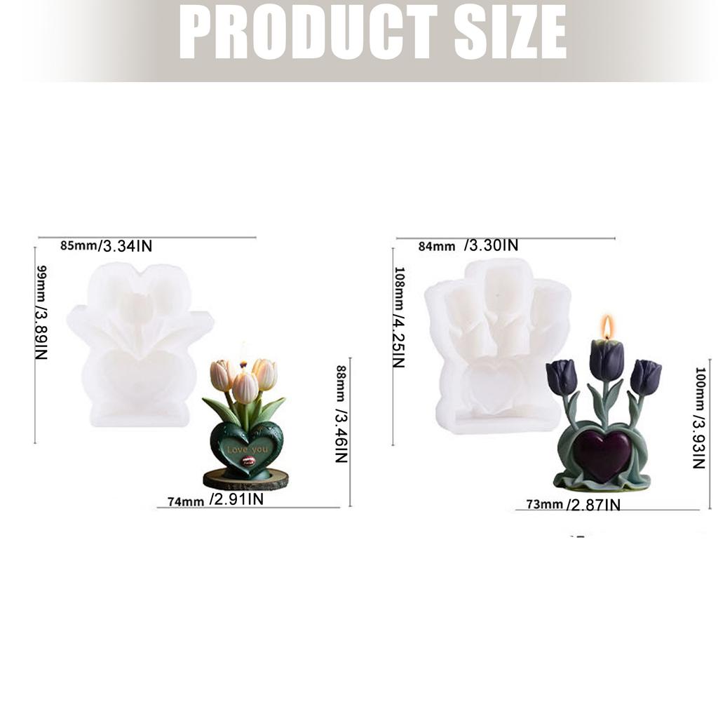 Flowers Scented Candle Molds Castings Molds Heart Tulip Silicone Moulds Epoxy Resin Molds Ornament Plasters Molds