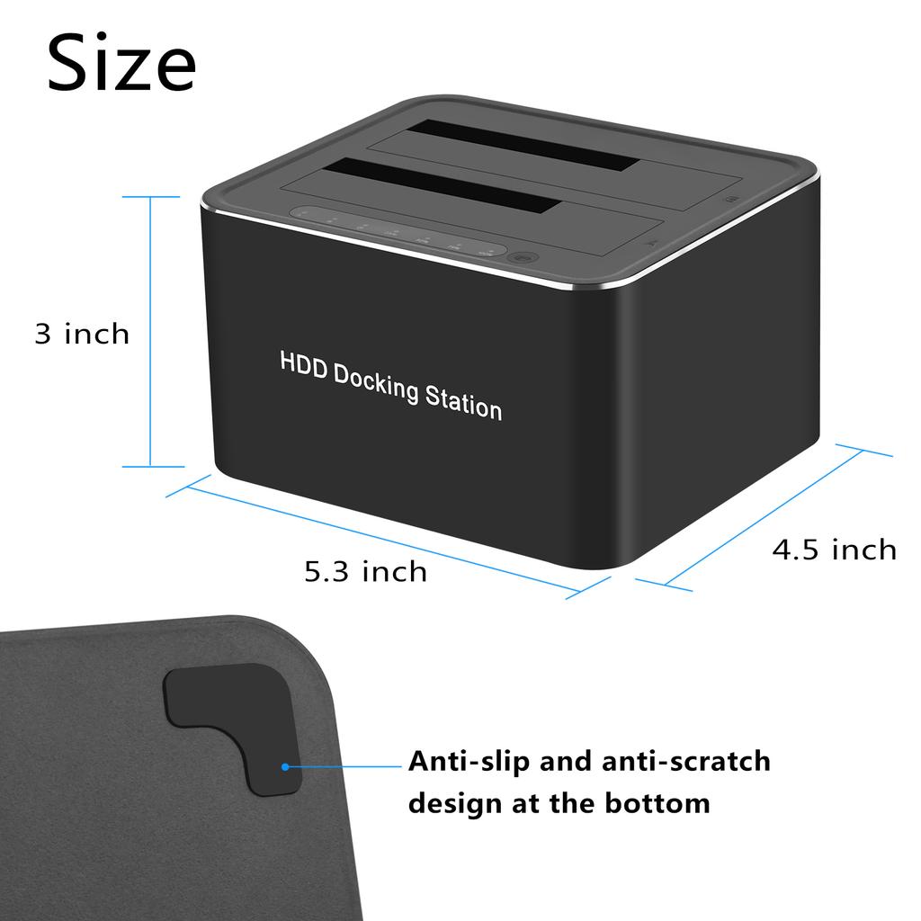 USB3.0 Dual SATA Multifunction Portable Hard Drive Holder for 2.5 3.5 Inch Drive PC/MAC/PS5/NAS Backup And Cloning
